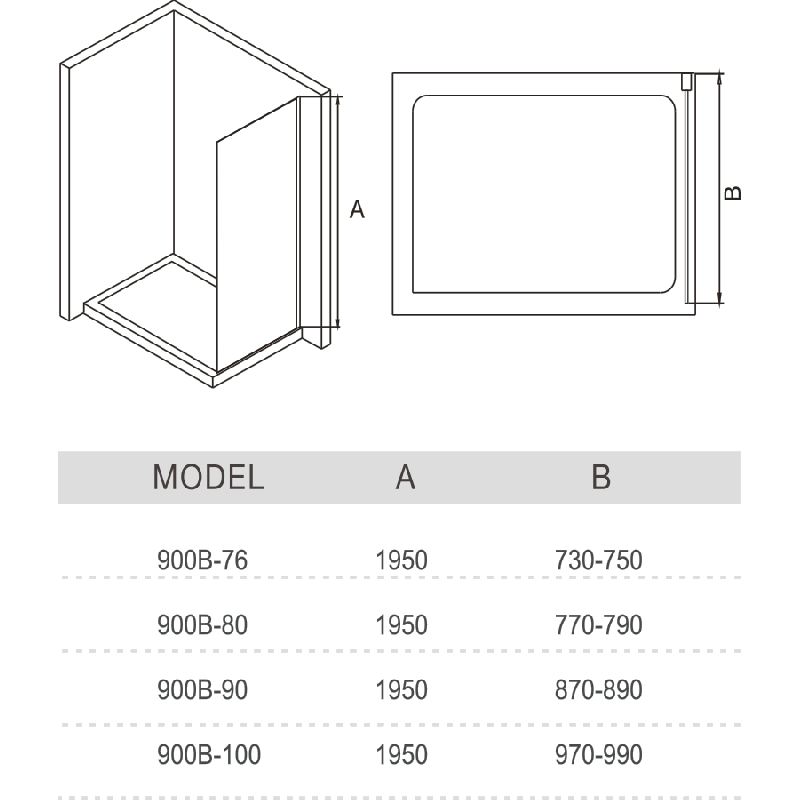 Ww900 900к2 90 размер 900х1950 мм душевое ограждение